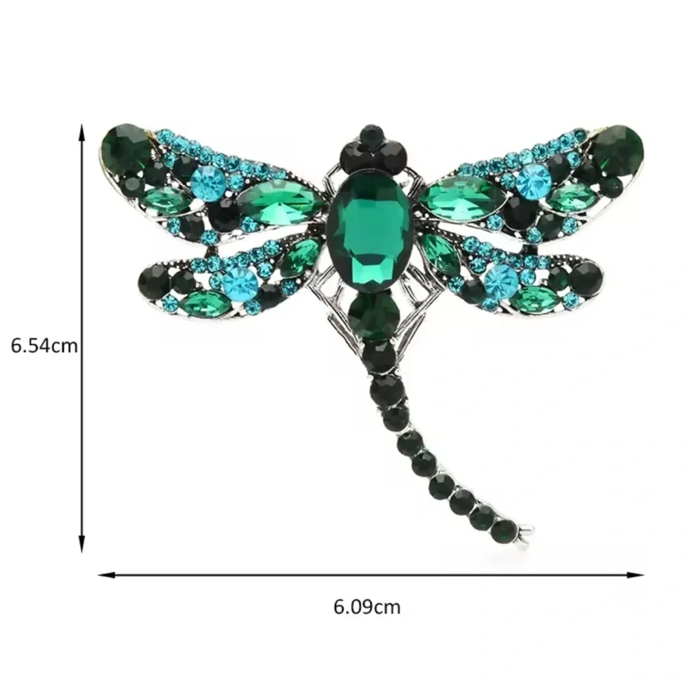 Sapphire Dragonfly Silver Brooch